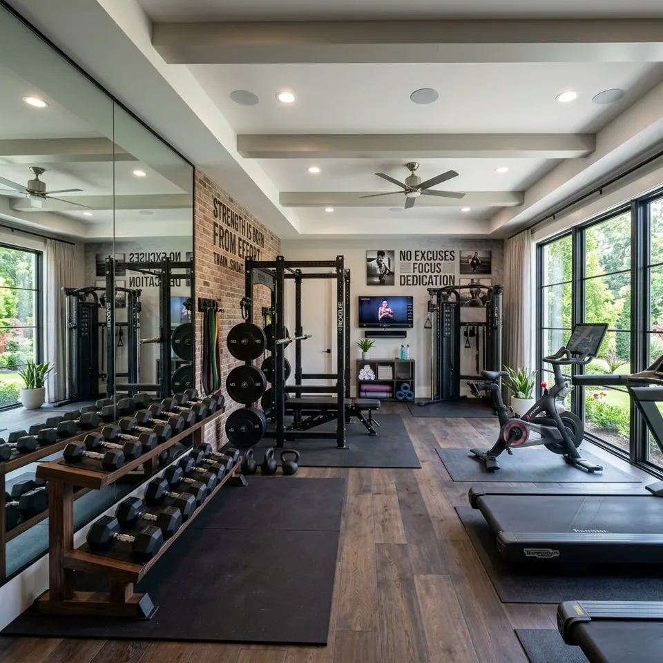 Ý tưởng thiết kế phòng gym tại nhà tạo bằng AI