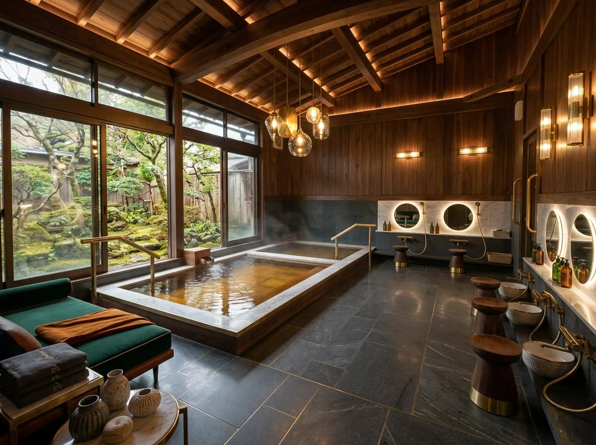Phòng tắm onsen được thiết kế lại bằng AI: Sang trọng