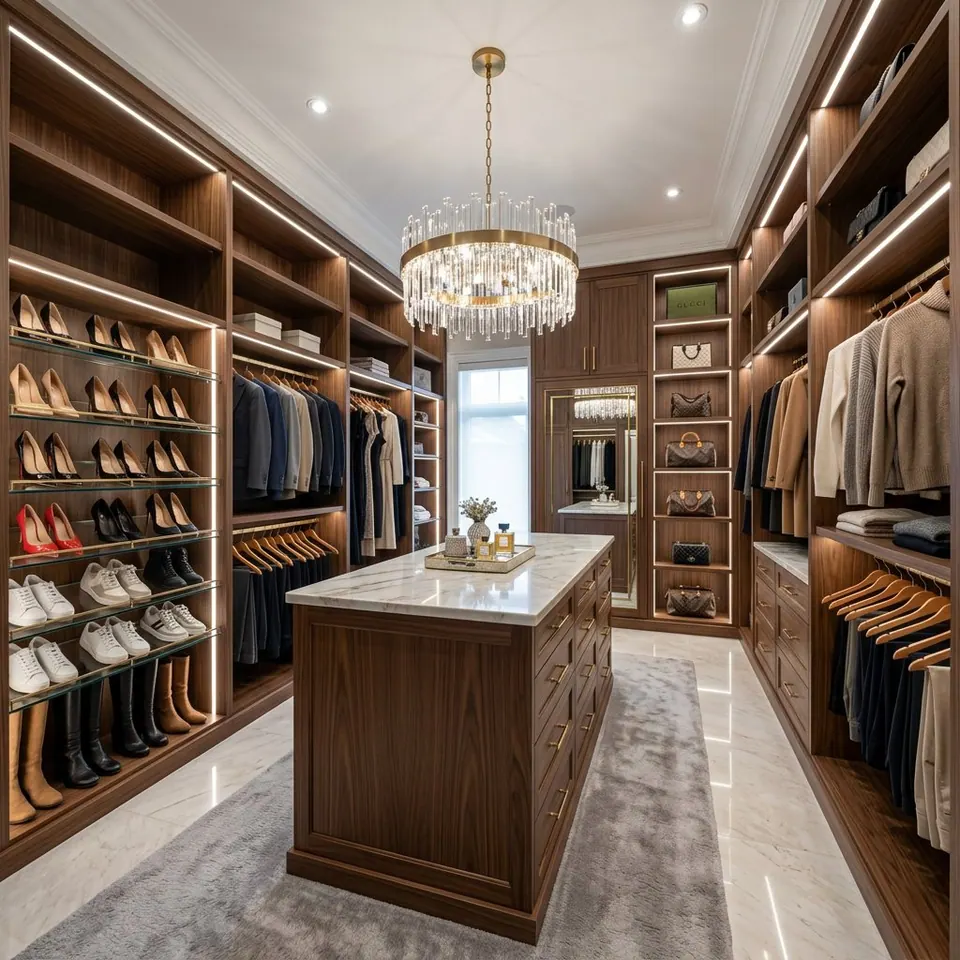 Ý tưởng thiết kế tủ quần áo walk-in tạo bằng AI